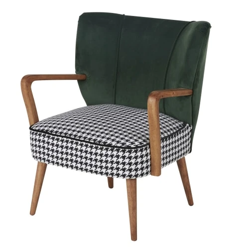 Maisons Du Monde Fauteuils Fauteuil Vintage En Velours Vert Motifs Pied De Poule 1 Maisons Du Monde Fauteuils Fauteuil Vintage En Velours Vert Motifs Pied De Poule