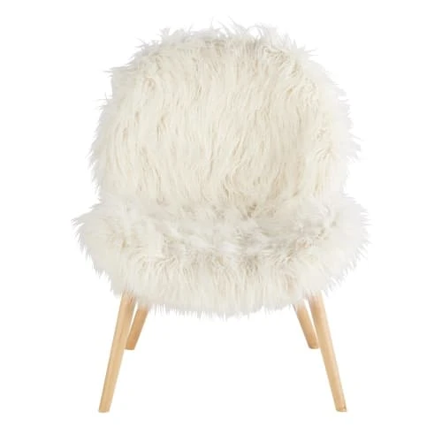 Maisons Du Monde Fauteuils Fauteuil Vintage Imitation Fourrure Blanche 2 Maisons Du Monde Fauteuils Fauteuil Vintage Imitation Fourrure Blanche – Image 2