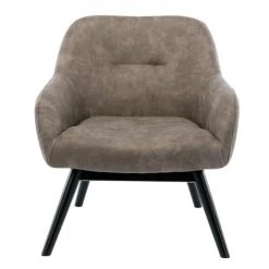 Moloo Fauteuils Fauteuil Vintage Marron Clair Pieds Bois Noir -Fauteuils, poufs et repose-pieds Soldes fauteuil vintage marron clair pieds bois noir 4