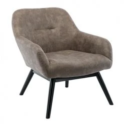 Moloo Fauteuils Fauteuil Vintage Marron Clair Pieds Bois Noir -Fauteuils, poufs et repose-pieds Soldes fauteuil vintage marron clair pieds bois noir 5
