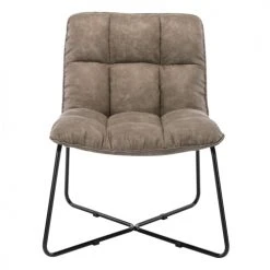 Moloo Fauteuils Fauteuil Vintage Marron Clair Pieds Métal Noir -Fauteuils, poufs et repose-pieds Soldes fauteuil vintage marron clair pieds metal noir 4