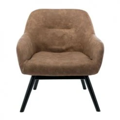 Moloo Fauteuils Fauteuil Vintage Marron Pieds Bois Noir -Fauteuils, poufs et repose-pieds Soldes fauteuil vintage marron pieds bois noir 4