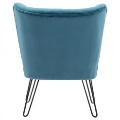 Moloo Fauteuils Fauteuil Vintage Velours Bleu Canard Pieds Métal Noir(x2) -Fauteuils, poufs et repose-pieds Soldes fauteuil vintage velours bleu canard pieds metal noir x2 2