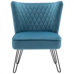 Moloo Fauteuils Fauteuil Vintage Velours Bleu Canard Pieds Métal Noir(x2) -Fauteuils, poufs et repose-pieds Soldes fauteuil vintage velours bleu canard pieds metal noir x2 4