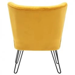 Moloo Fauteuils Fauteuil Vintage Velours Curry Pieds Métal Noir -Fauteuils, poufs et repose-pieds Soldes fauteuil vintage velours curry pieds metal noir 2