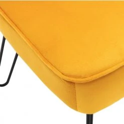 Moloo Fauteuils Fauteuil Vintage Velours Curry Pieds Métal Noir -Fauteuils, poufs et repose-pieds Soldes fauteuil vintage velours curry pieds metal noir 3