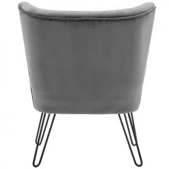 Moloo Fauteuils Fauteuil Vintage Velours Gris Pieds Métal Noir -Fauteuils, poufs et repose-pieds Soldes fauteuil vintage velours gris pieds metal noir 2
