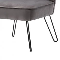 Moloo Fauteuils Fauteuil Vintage Velours Gris Pieds Métal Noir -Fauteuils, poufs et repose-pieds Soldes fauteuil vintage velours gris pieds metal noir 5