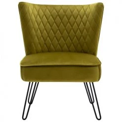 Moloo Fauteuils Fauteuil Vintage Velours Kaki Pieds Métal Noir -Fauteuils, poufs et repose-pieds Soldes fauteuil vintage velours kaki pieds metal noir 4