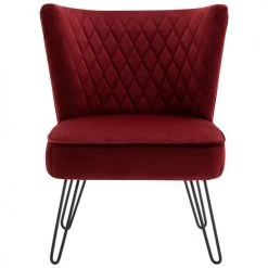 Moloo Fauteuils Fauteuil Vintage Velours Lie De Vin Pieds Métal Noir -Fauteuils, poufs et repose-pieds Soldes fauteuil vintage velours lie de vin pieds metal noir 4