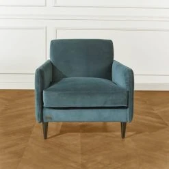 Robin Des Bois Fauteuils Grand Fauteuil En Velours Bleu Paon -Fauteuils, poufs et repose-pieds Soldes grand fauteuil en velours bleu paon 2