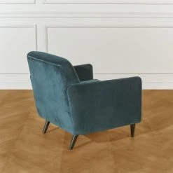 Robin Des Bois Fauteuils Grand Fauteuil En Velours Bleu Paon -Fauteuils, poufs et repose-pieds Soldes grand fauteuil en velours bleu paon 4