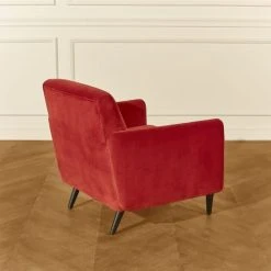 Robin Des Bois Fauteuils Grand Fauteuil En Velours Brique -Fauteuils, poufs et repose-pieds Soldes grand fauteuil en velours brique 4