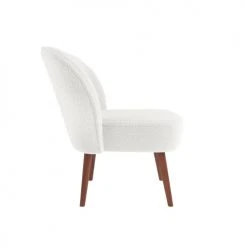 Potiron Paris Fauteuils Petit Fauteuil De Salon, Blanc Effet Laine Bouclée -Fauteuils, poufs et repose-pieds Soldes petit fauteuil de salon blanc effet laine bouclee 2