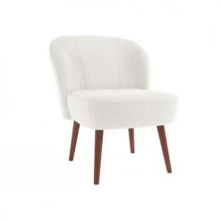 Potiron Paris Fauteuils Petit Fauteuil De Salon, Blanc Effet Laine Bouclée -Fauteuils, poufs et repose-pieds Soldes petit fauteuil de salon blanc effet laine bouclee 3