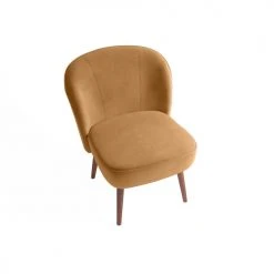 Potiron Paris Fauteuils Petit Fauteuil De Salon En Velours Camel -Fauteuils, poufs et repose-pieds Soldes petit fauteuil de salon en velours camel 3