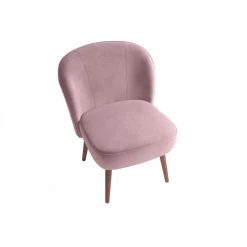 Potiron Paris Fauteuils Petit Fauteuil De Salon En Velours Rose Vintage -Fauteuils, poufs et repose-pieds Soldes petit fauteuil de salon en velours rose vintage 4
