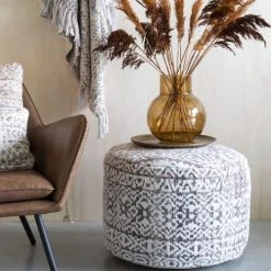 Drawer Poufs Pouf à Motifs D60cm Marron / Blanc -Fauteuils, poufs et repose-pieds Soldes pouf a motifs d60cm marron blanc 4