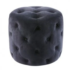 Maisons Du Monde Poufs Pouf Capitonné En Velours Noir