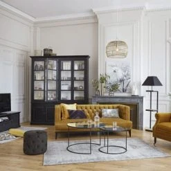 Maisons Du Monde Poufs Pouf Capitonné En Velours Noir -Fauteuils, poufs et repose-pieds Soldes pouf capitonne en velours noir 1000 10 4 176878 4