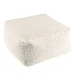 MACABANE Poufs Pouf Carré 53x53cm Tissu Bouclette Blanc