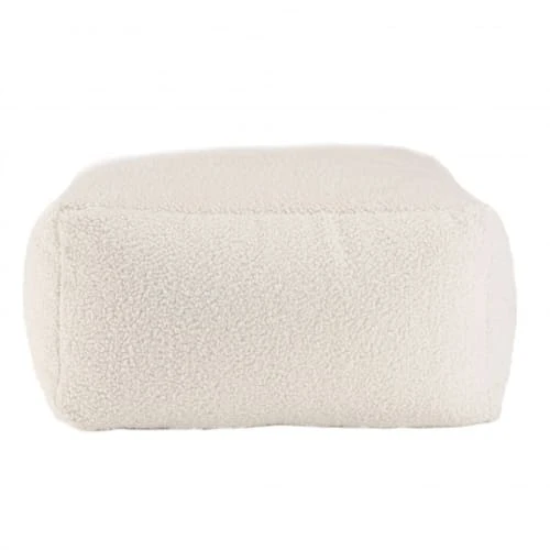 MACABANE Poufs Pouf Carré 53x53cm Tissu Bouclette Blanc 4 MACABANE Poufs Pouf Carré 53x53cm Tissu Bouclette Blanc – Image 4