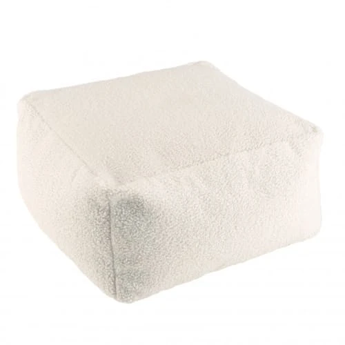 MACABANE Poufs Pouf Carré 53x53cm Tissu Bouclette Blanc 1 MACABANE Poufs Pouf Carré 53x53cm Tissu Bouclette Blanc