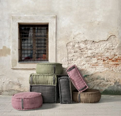 RNT By Really Nice Things Poufs Pouf Carré En Coton Revêtu Effet Lavé Vert. 2 RNT By Really Nice Things Poufs Pouf Carré En Coton Revêtu Effet Lavé Vert. – Image 2