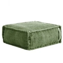 RNT By Really Nice Things Poufs Pouf Carré En Coton Revêtu Effet Lavé Vert.