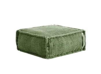 RNT By Really Nice Things Poufs Pouf Carré En Coton Revêtu Effet Lavé Vert. 6 RNT By Really Nice Things Poufs Pouf Carré En Coton Revêtu Effet Lavé Vert. – Image 6