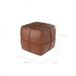 Rendez Vous Déco Poufs Pouf Carré En Cuir Camel -Fauteuils, poufs et repose-pieds Soldes pouf carre en cuir camel 3