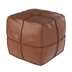 Rendez Vous Déco Poufs Pouf Carré En Cuir Camel -Fauteuils, poufs et repose-pieds Soldes pouf carre en cuir camel 4