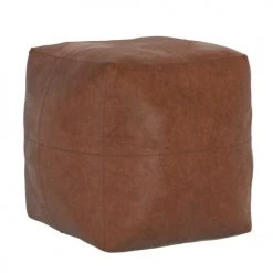 Rendez Vous Déco Poufs Pouf Carré En Cuir Camel -Fauteuils, poufs et repose-pieds Soldes pouf carre en cuir camel 5