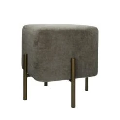 Pomax Poufs Pouf Carré En Velours Gris -Fauteuils, poufs et repose-pieds Soldes pouf carre en velours gris 3