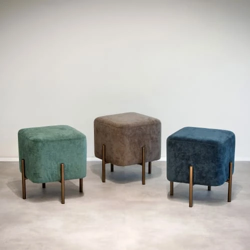 Pomax Poufs Pouf Carré En Velours Vert 2 Pomax Poufs Pouf Carré En Velours Vert – Image 2