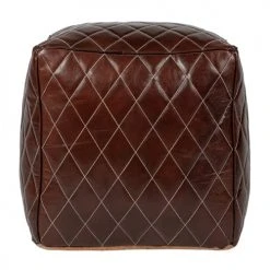 WOMO-DESIGN Poufs Pouf Carré, Marron, 40x40x40 Cm, En Cuir -Fauteuils, poufs et repose-pieds Soldes pouf carre marron 40x40x40 cm en cuir 4