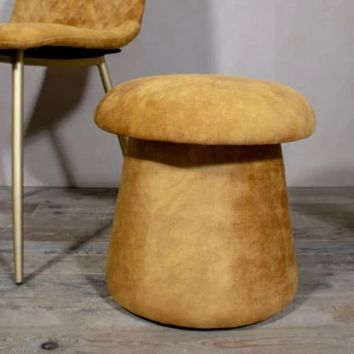 Pirouette Paris Poufs Pouf Champignon En Velours Safran 2 Pirouette Paris Poufs Pouf Champignon En Velours Safran – Image 2