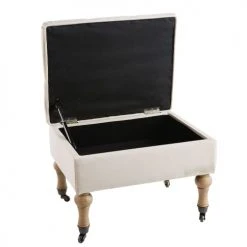 Maisons Du Monde Assises Pouf Coffre Capitonné à Roulettes En Lin écru -Fauteuils, poufs et repose-pieds Soldes pouf coffre capitonne a roulettes en lin ecru 1000 8 2 176876 3