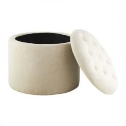 Maisons Du Monde Poufs Pouf Coffre Capitonné Crème -Fauteuils, poufs et repose-pieds Soldes pouf coffre capitonne creme 1000 6 20 211826 5