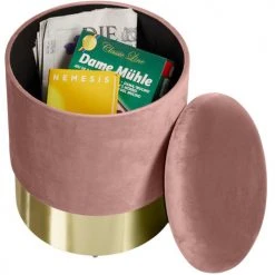 Tectake Poufs Pouf Coffre De Rangement Aspect Velours SARINA Effet Rose -Fauteuils, poufs et repose-pieds Soldes pouf coffre de rangement aspect velours sarina effet rose 5
