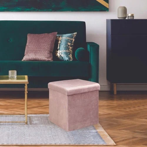 The Home Deco Factory Poufs Pouf Coffre De Rangement Rose Poudré 2 The Home Deco Factory Poufs Pouf Coffre De Rangement Rose Poudré – Image 2