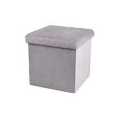 Urban Living Poufs Pouf Coffre De Rangement Velours Noir - 37.5x37.5x37.5cm -Fauteuils, poufs et repose-pieds Soldes pouf coffre de rangement velours gris clair 37 5x37 5x37 5cm