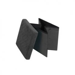 Urban Living Poufs Pouf Coffre De Rangement Velours Noir - 37.5x37.5x37.5cm -Fauteuils, poufs et repose-pieds Soldes pouf coffre de rangement velours noir 37 5x37 5x37 5cm 2