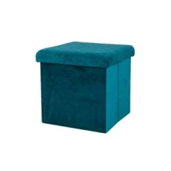 Urban Living Poufs Pouf Coffre De Rangement Velours Noir - 37.5x37.5x37.5cm -Fauteuils, poufs et repose-pieds Soldes pouf coffre de rangement velours vert 37 5x37 5x37 5cm