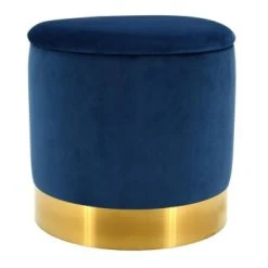 Aubry Gaspard Poufs Pouf Coffre En Velours Et Métal Bleu/or 11 Aubry Gaspard Poufs Pouf Coffre En Velours Et Métal Bleu/or -Fauteuils, poufs et repose-pieds Soldes pouf coffre en velours et metal bleu or 3