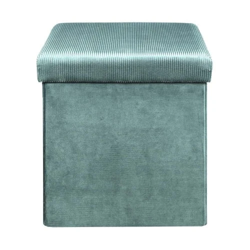 The Home Deco Factory Poufs Pouf Coffre Pliable En Velours Design L. 38 X H. 38 Cm Bleu 2 The Home Deco Factory Poufs Pouf Coffre Pliable En Velours Design L. 38 X H. 38 Cm Bleu – Image 2