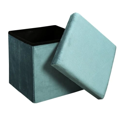The Home Deco Factory Poufs Pouf Coffre Pliable En Velours Design L. 38 X H. 38 Cm Bleu 5 The Home Deco Factory Poufs Pouf Coffre Pliable En Velours Design L. 38 X H. 38 Cm Bleu – Image 5