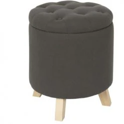 The Home Deco Factory Poufs Pouf Coffre Rond Pieds En Bois Eleonor Gris 9 The Home Deco Factory Poufs Pouf Coffre Rond Pieds En Bois Eleonor Gris -Fauteuils, poufs et repose-pieds Soldes pouf coffre rond pieds en bois eleonor gris 2
