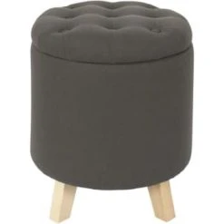 The Home Deco Factory Poufs Pouf Coffre Rond Pieds En Bois Eleonor Gris 11 The Home Deco Factory Poufs Pouf Coffre Rond Pieds En Bois Eleonor Gris -Fauteuils, poufs et repose-pieds Soldes pouf coffre rond pieds en bois eleonor gris 3