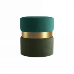 Potiron Paris Poufs Pouf Contemporain, Bicolore Vert Et Métal Or -Fauteuils, poufs et repose-pieds Soldes pouf contemporain bicolore vert et metal or 2